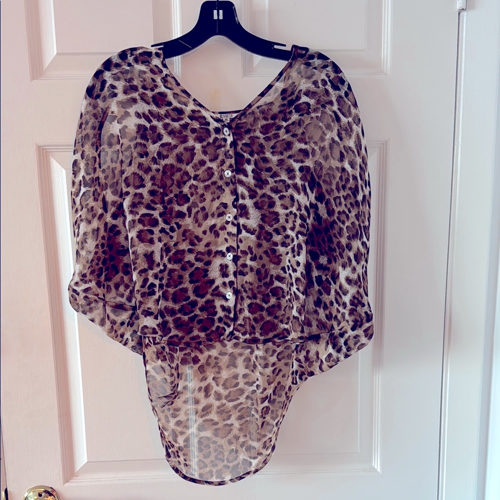 Leopard Print Sheer Women's Top